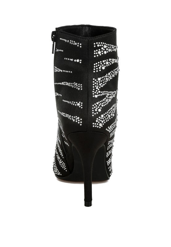 Toget Satin Rhinestone Ankle Party Boots - Eye Candy Sensation Apparel & Accessories -product type