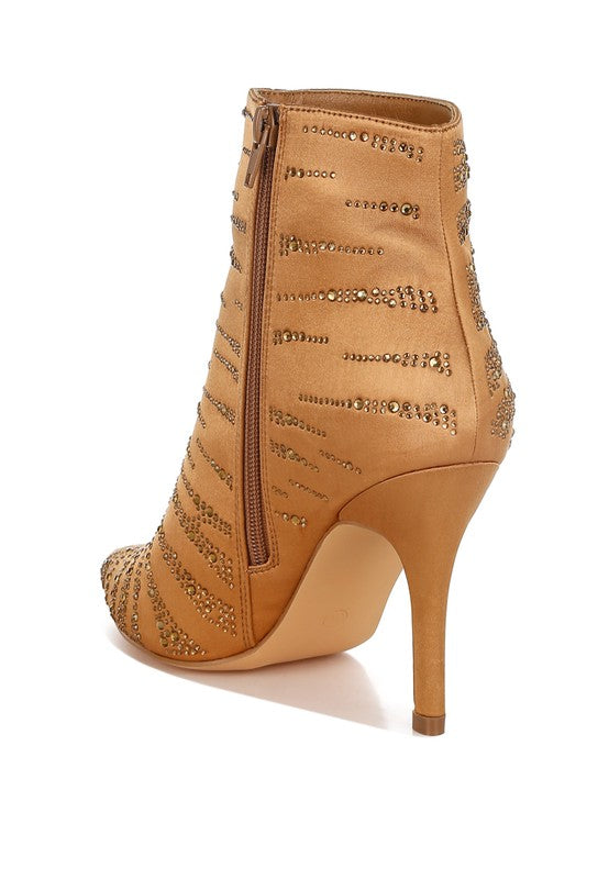 Toget Satin Rhinestone Ankle Party Boots - Eye Candy Sensation Apparel & Accessories -product type