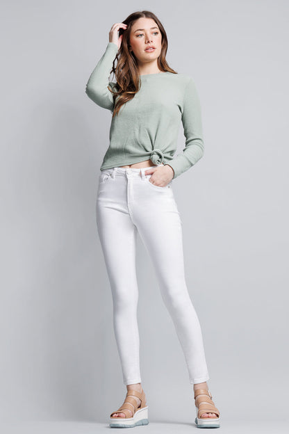 High Rise Ankle White Skinny Jeans