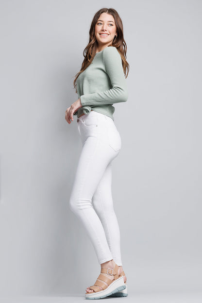 High Rise Ankle White Skinny Jeans