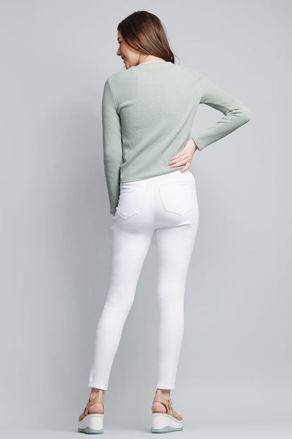 High Rise Ankle White Skinny Jeans