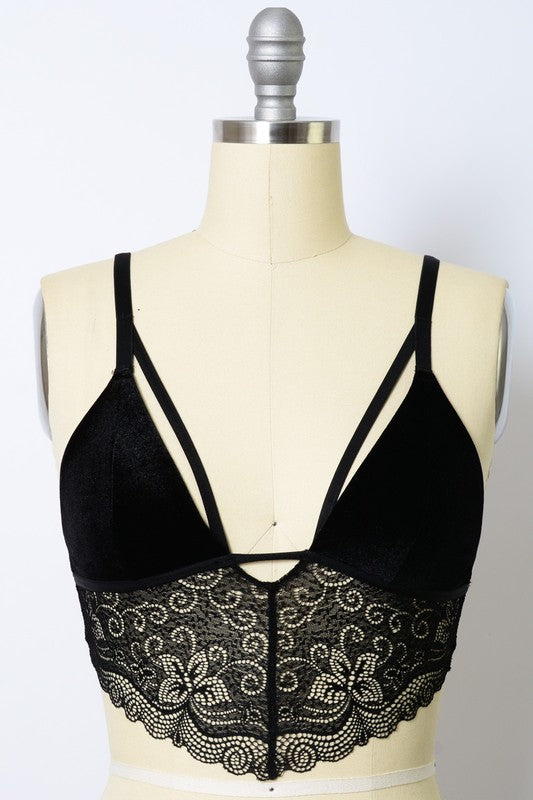 Velvet longline Lace Bralette - Eye Candy Sensation