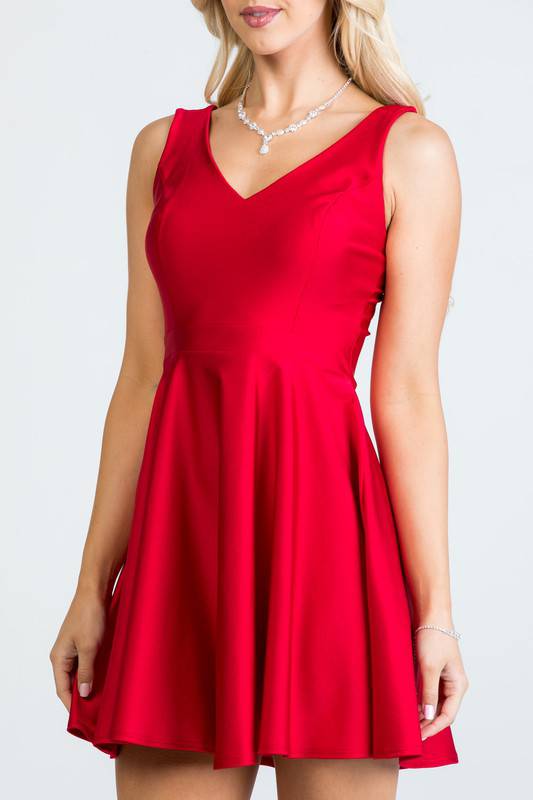 Sleeveless Dalia fit and flared tricot dress - Eye Candy Sensation