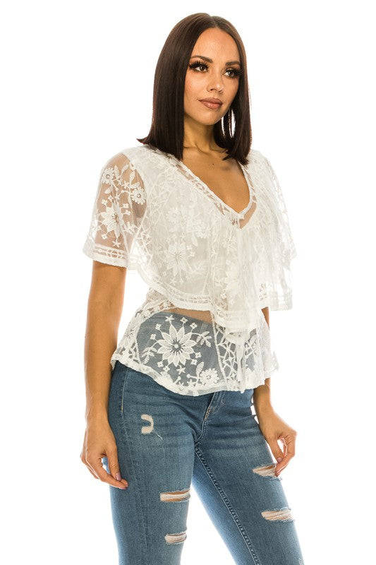 Lace White Top - Eye Candy Sensation Apparel & Accessories