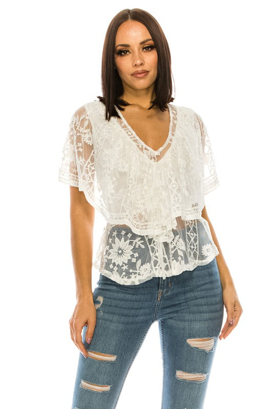 Lace White Top - Eye Candy Sensation Apparel & Accessories