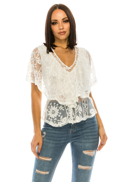 Lace White Top - Eye Candy Sensation Apparel & Accessories