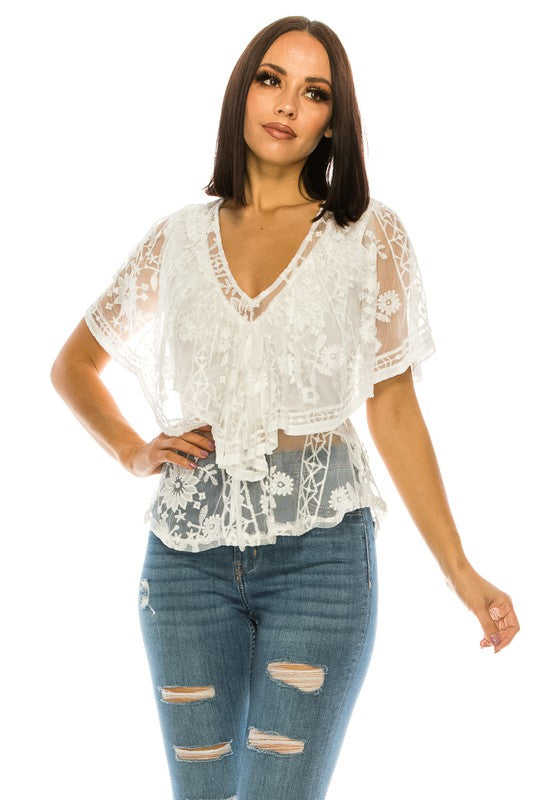 Lace White Top - Eye Candy Sensation Apparel & Accessories