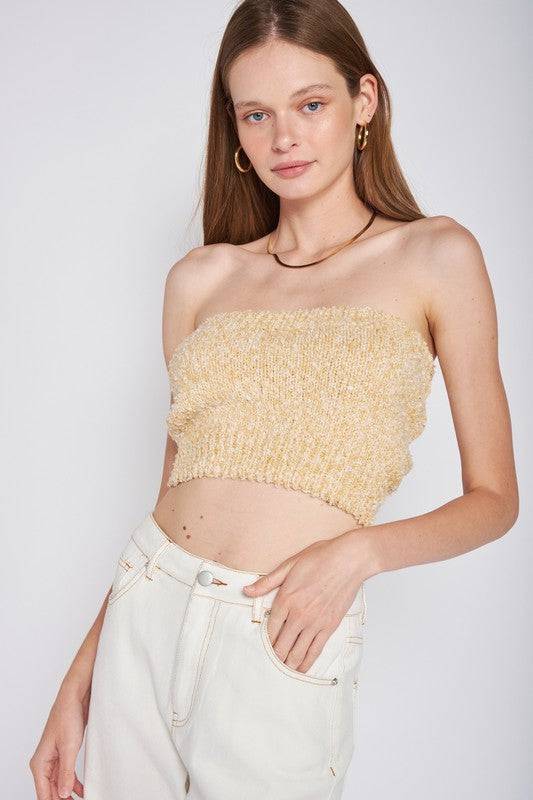 ELASTIC WAISTBAND FRINGED TUBE TOP Emory Park