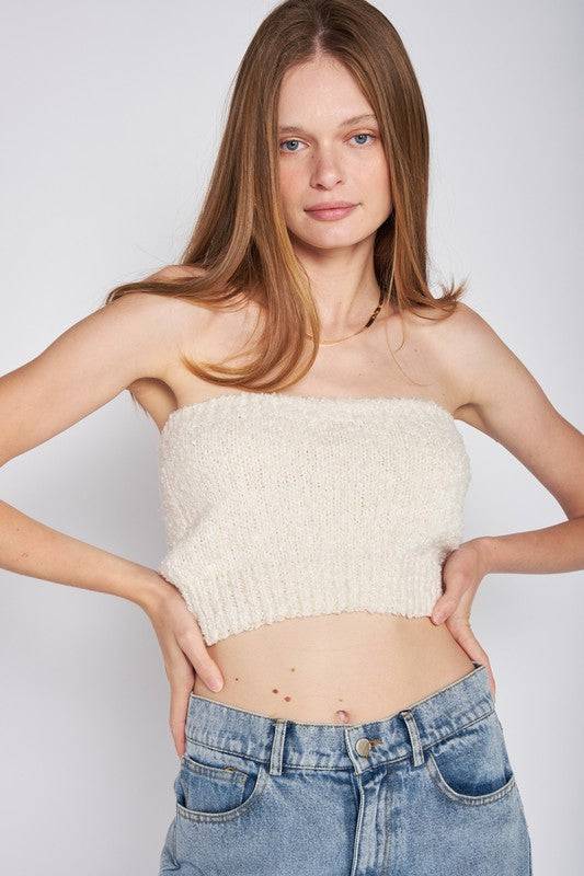 ELASTIC WAISTBAND FRINGED TUBE TOP Emory Park