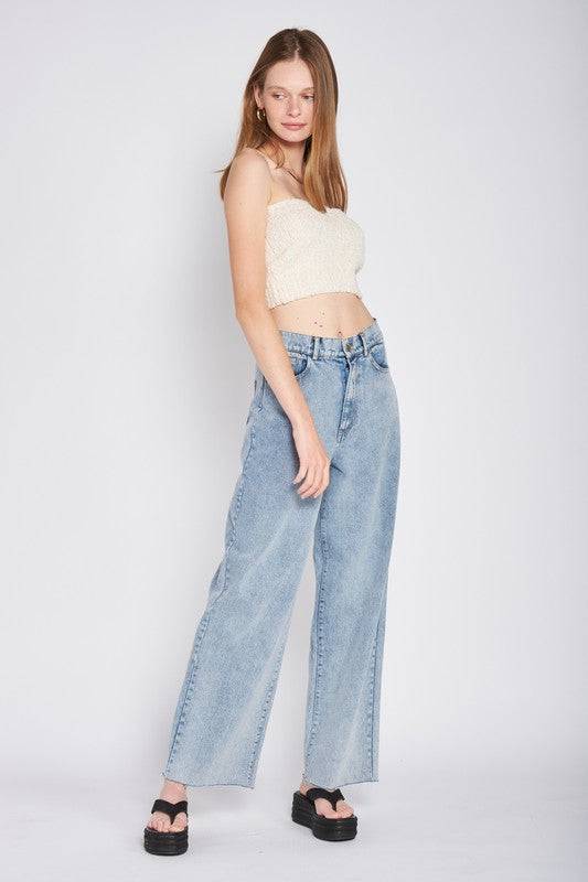 ELASTIC WAISTBAND FRINGED TUBE TOP Emory Park