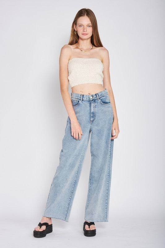 ELASTIC WAISTBAND FRINGED TUBE TOP Emory Park