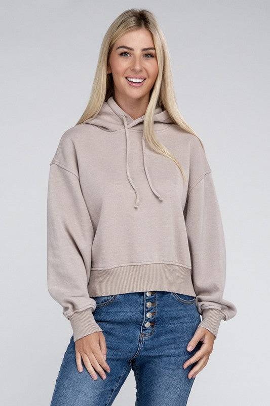 Acid Wash Fleece Hoodie ZENANA