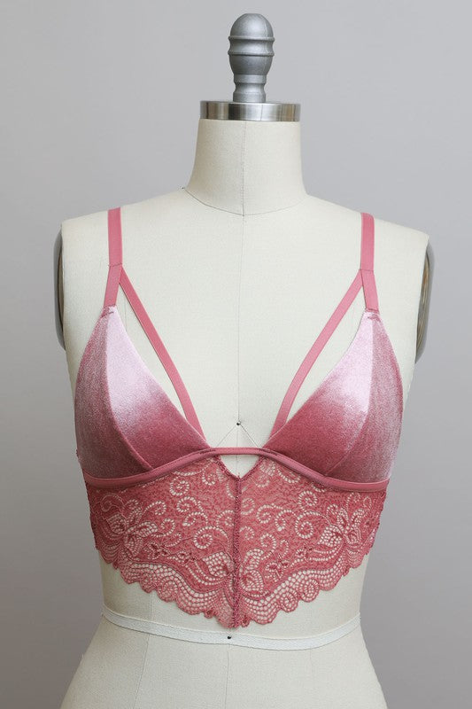 Velvet longline Lace Bralette - Eye Candy Sensation