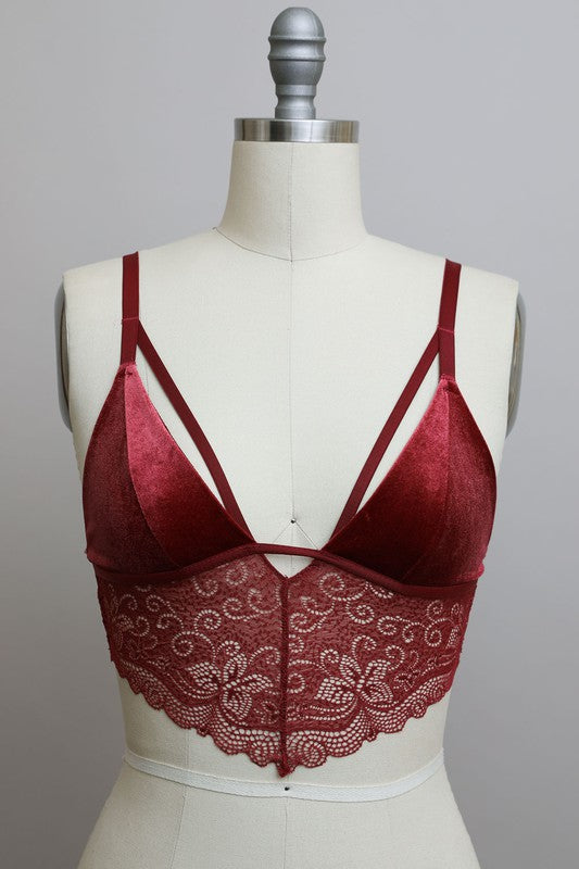 Velvet longline Lace Bralette - Eye Candy Sensation