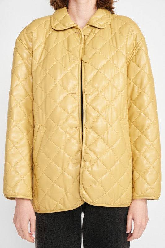 QUILTED PU BUTTON DOWN JACKET Emory Park