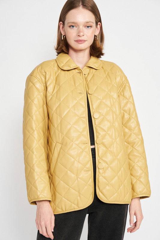 QUILTED PU BUTTON DOWN JACKET Emory Park
