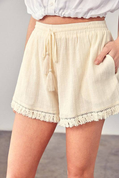 Fringe Trim Hem Shorts - Eye Candy Sensation