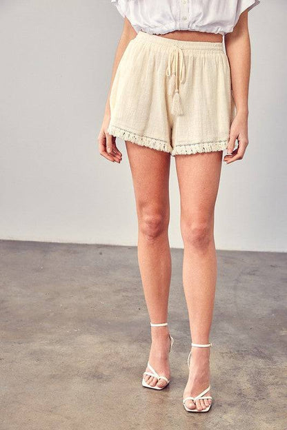 Fringe Trim Hem Shorts - Eye Candy Sensation