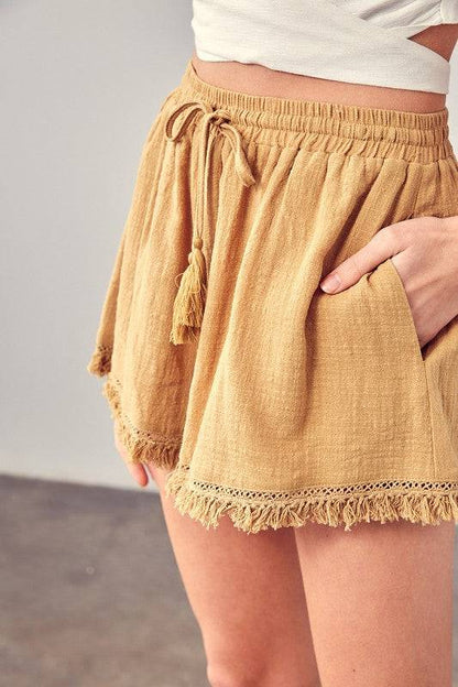 Fringe Trim Hem Shorts - Eye Candy Sensation