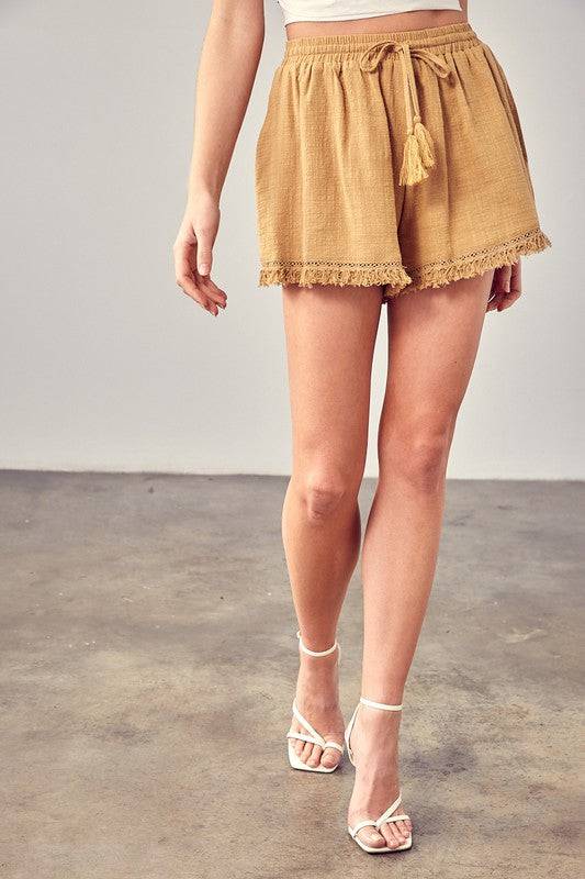 Fringe Trim Hem Shorts - Eye Candy Sensation