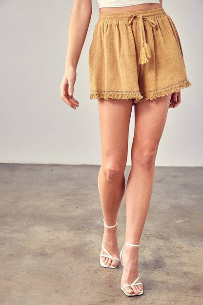Fringe Trim Hem Shorts - Eye Candy Sensation