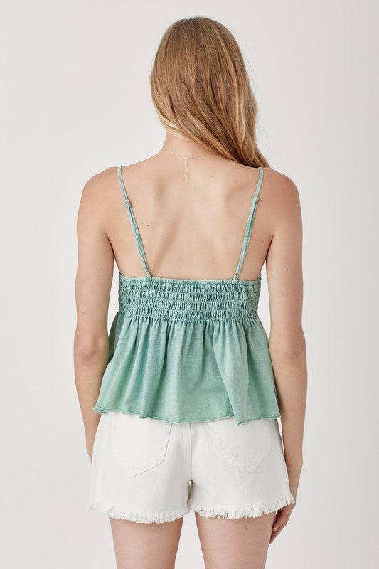 Smocked Flare Bottom Knit Cami Top Mustard Seed