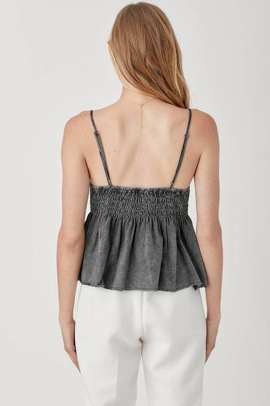 Smocked Flare Bottom Knit Cami Top Mustard Seed