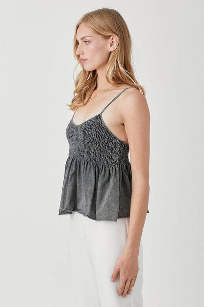 Smocked Flare Bottom Knit Cami Top Mustard Seed