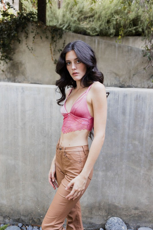 Velvet longline Lace Bralette - Eye Candy Sensation