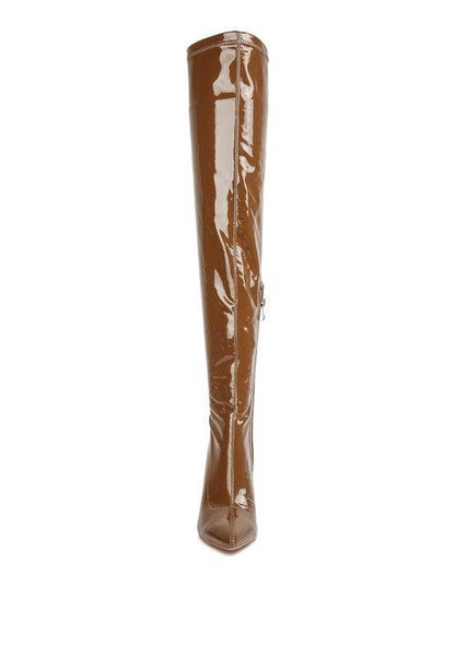 Riggle Patent Pu Stiletto Long Boots Rag Company