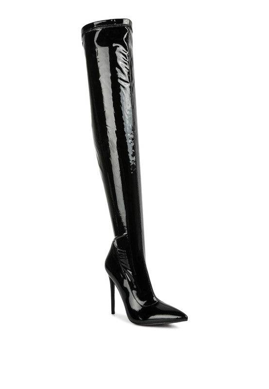 Riggle Patent Pu Stiletto Long Boots Rag Company