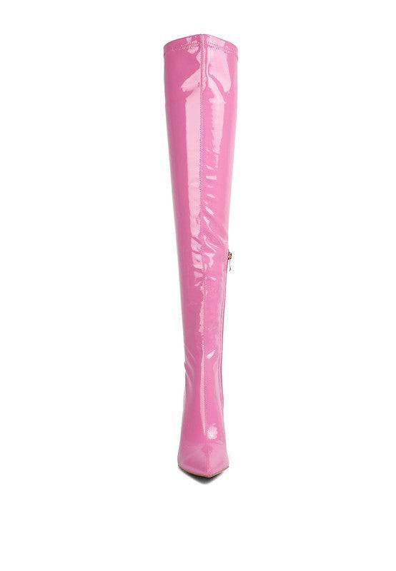 Riggle Patent Pu Stiletto Long Boots Rag Company