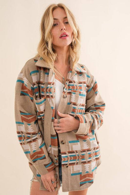 Blue B Exclusive Aztec Shirt Jacket Blue B