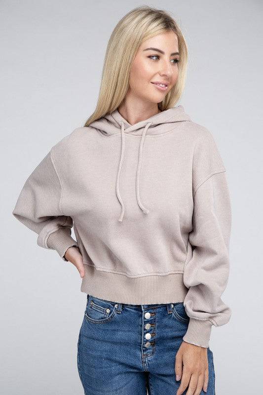 Acid Wash Fleece Hoodie ZENANA