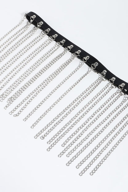 Fringed Chain PU Leather Belt Trendsi