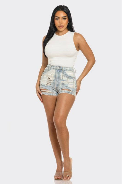 Rebel Spirit Distressed Denim Shorts Athina