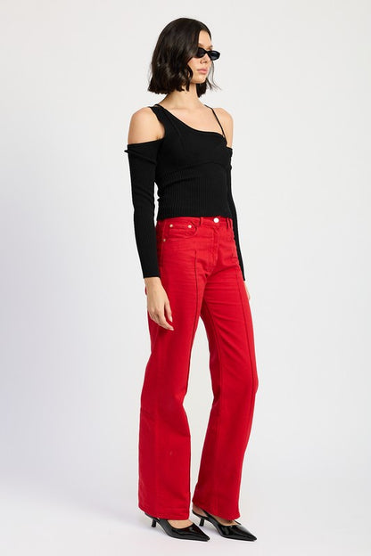 ONE SHOULDER LONG SLEEVE TOP - Eye Candy Sensation