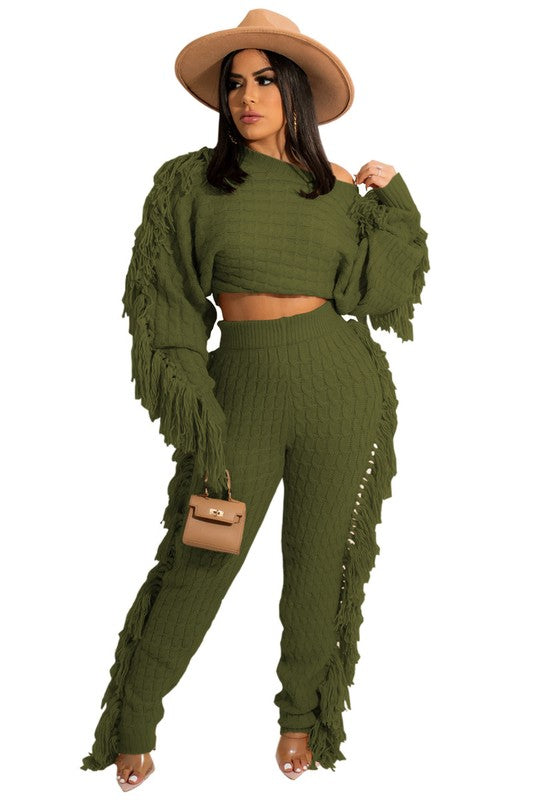 WOMEN FASHUON  2PC SWEATER PANTS SET - Eye Candy Sensation