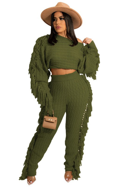 WOMEN FASHUON  2PC SWEATER PANTS SET - Eye Candy Sensation