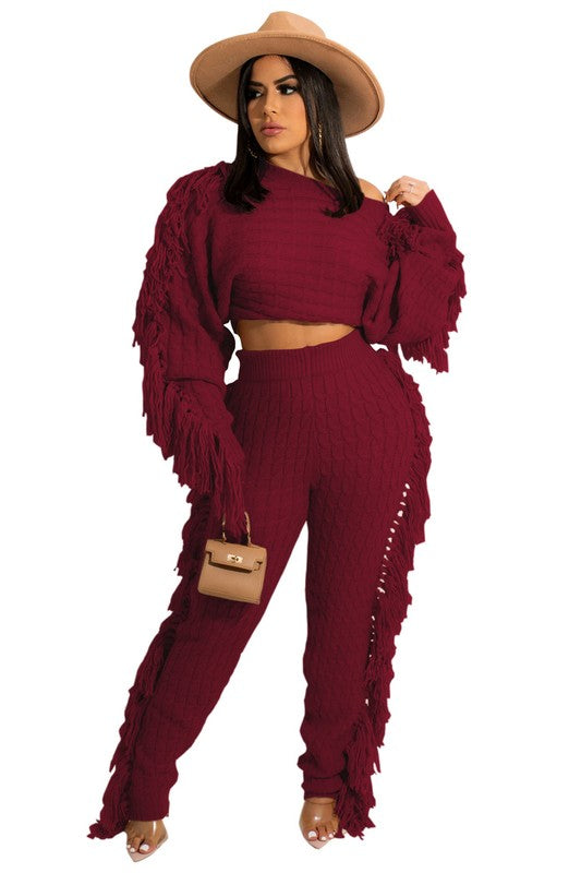 WOMEN FASHUON  2PC SWEATER PANTS SET - Eye Candy Sensation