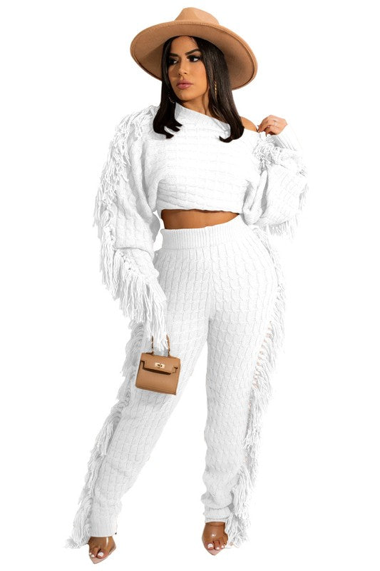 WOMEN FASHUON  2PC SWEATER PANTS SET - Eye Candy Sensation