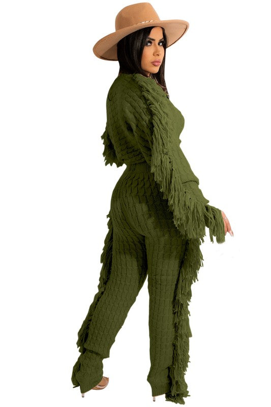 WOMEN FASHUON  2PC SWEATER PANTS SET - Eye Candy Sensation