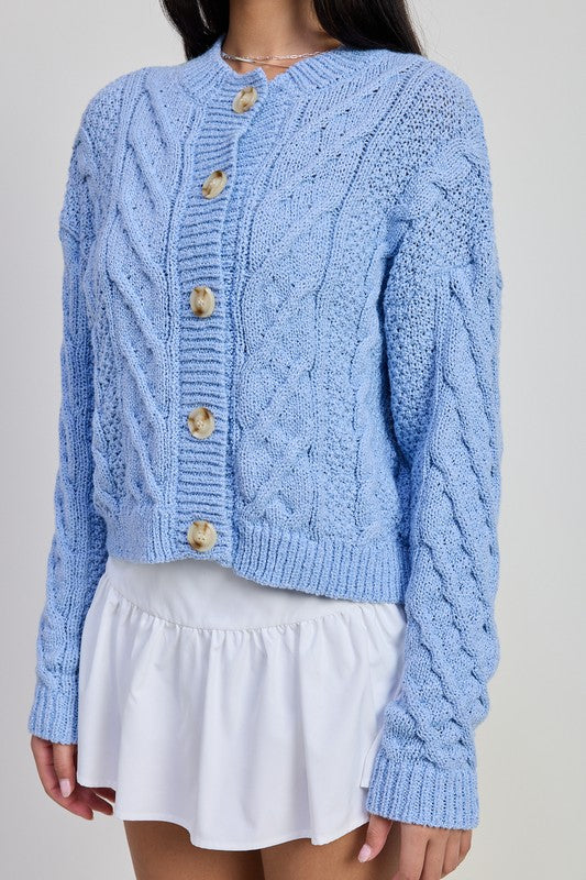 CHUNKY CABLE KNIT CARDIGAN - Eye Candy Sensation Apparel & Accessories