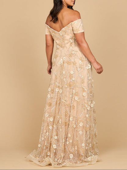 Off Shoulder A-Line Floral Gown | 28882