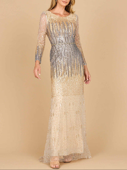 Mermaid, Beaded Long Sleeve Gown | 28886