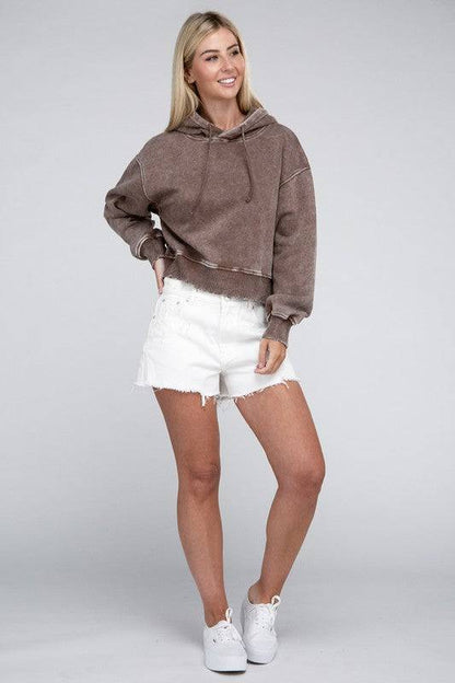 Acid Wash Fleece Hoodie ZENANA