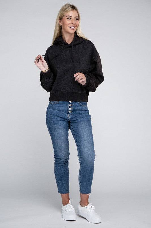 Acid Wash Fleece Hoodie ZENANA