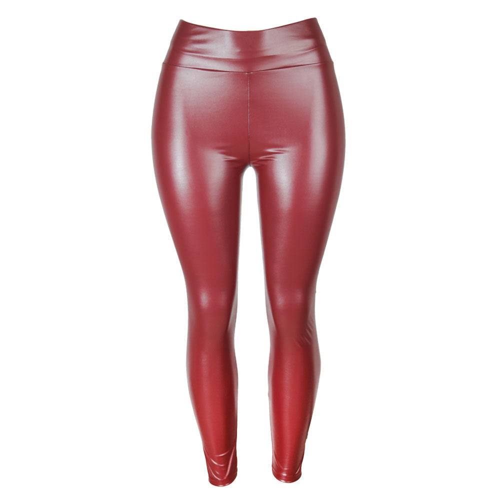 Women's High-Waisted Pencil Pants In Glossy PU Leather