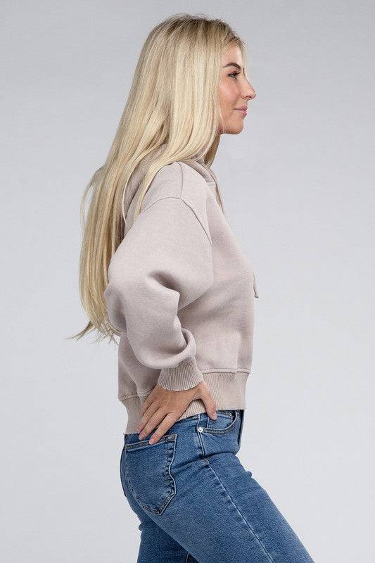 Acid Wash Fleece Hoodie ZENANA