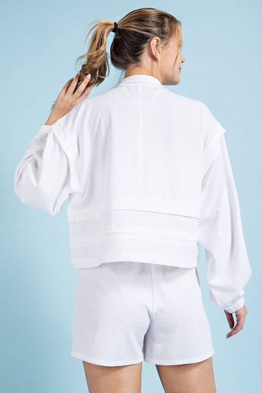 Crinkle Woven Cropped Jacket Rae Mode